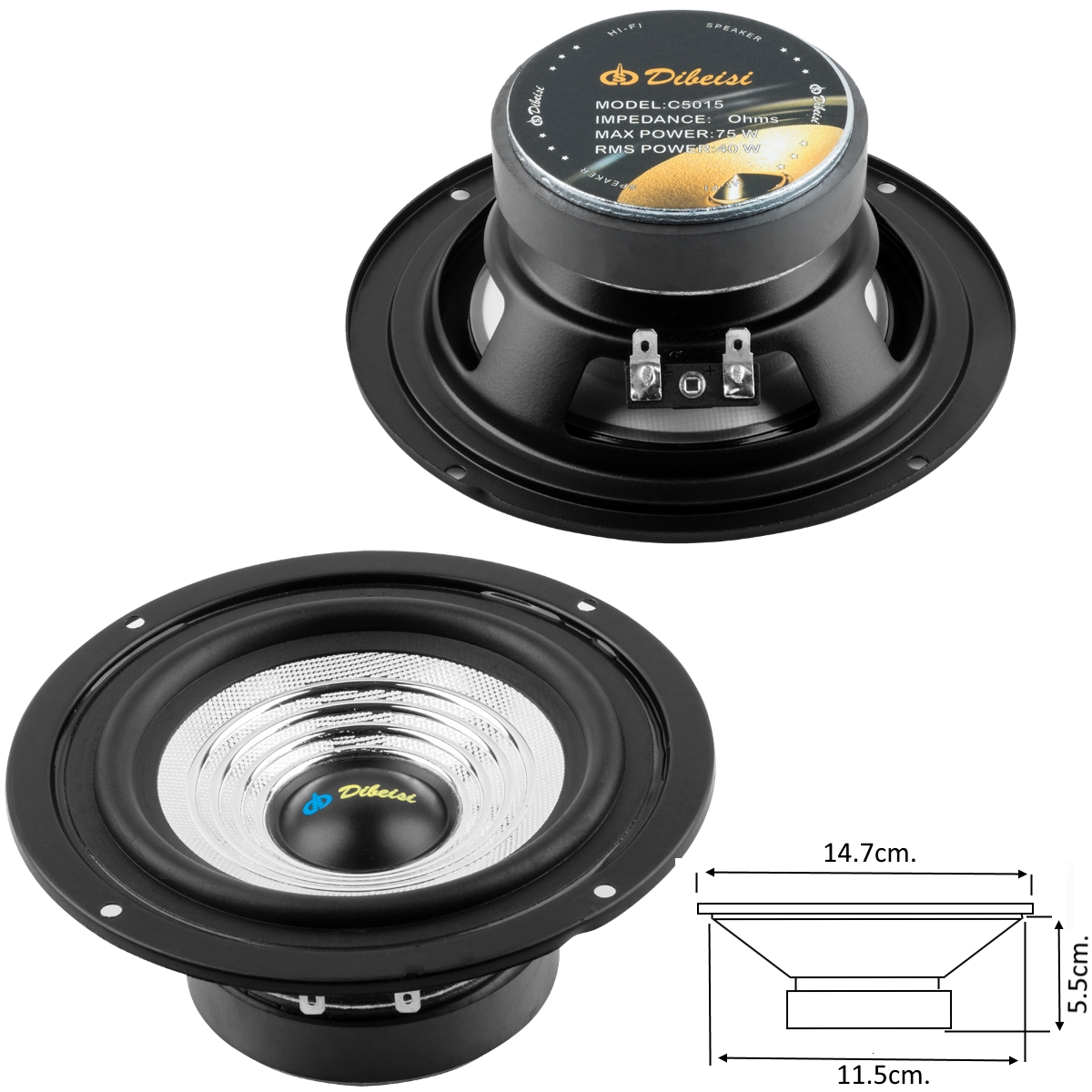 Говорител нискочестотен DBS C5015 5.8" 14.7cm. 8ohm.