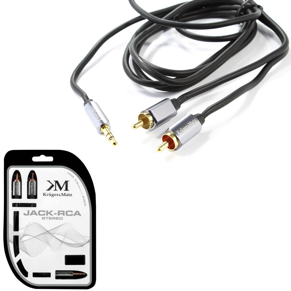 Кабел жак 3.5/2RCA 1.8m. KRUGER&MATZ