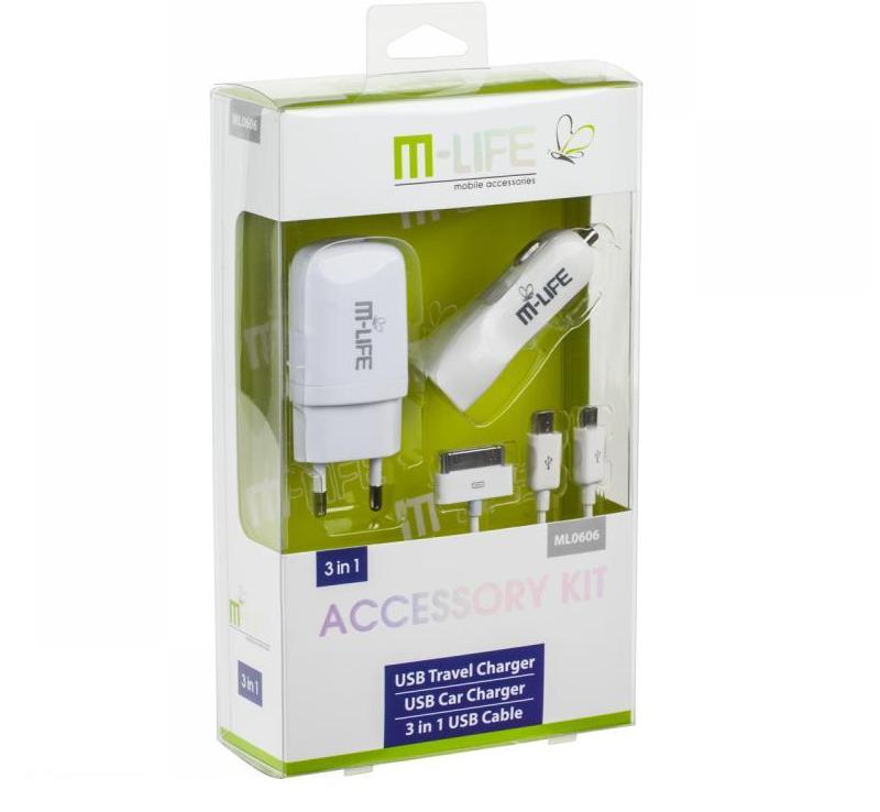 Зарядно USB 220V/12V комплект с кабели