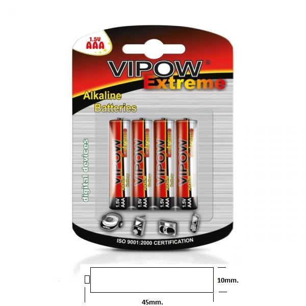 Батерия алкална AAA 1.5V VIPOW EXTREME 4 1бр.