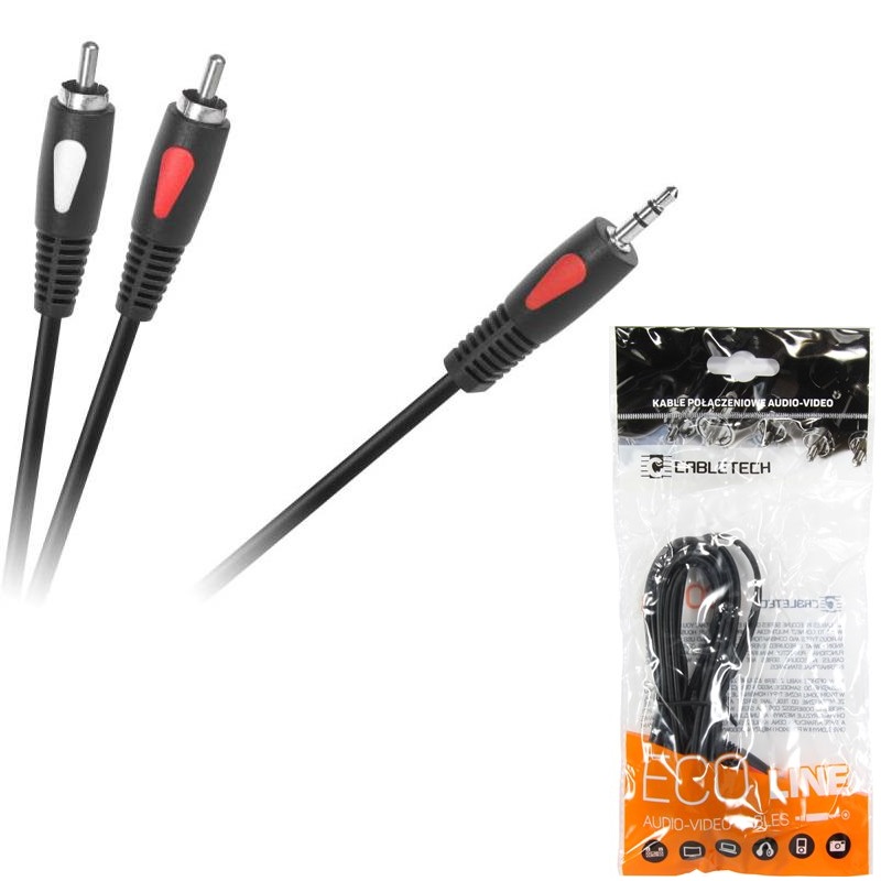 Кабел жак 3.5-2RCA 1.8m ECOLINE