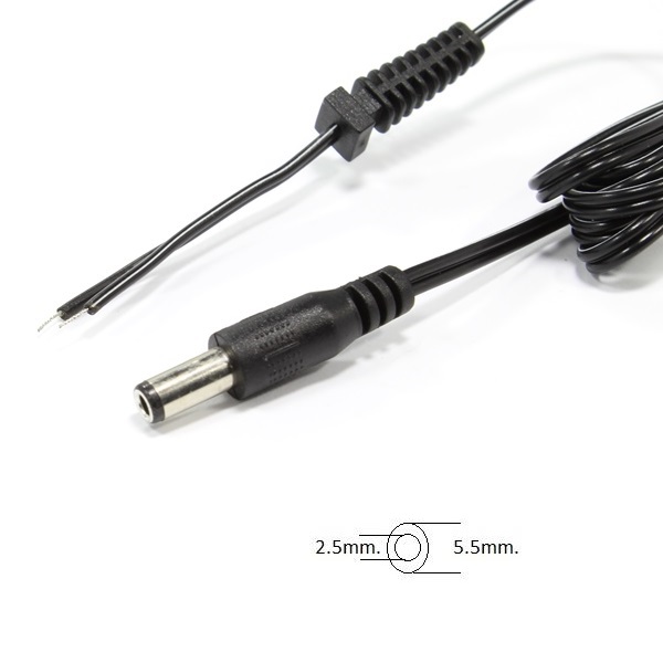 Букса за захранване 2.5/5.5mm. с кабел 1.5m.