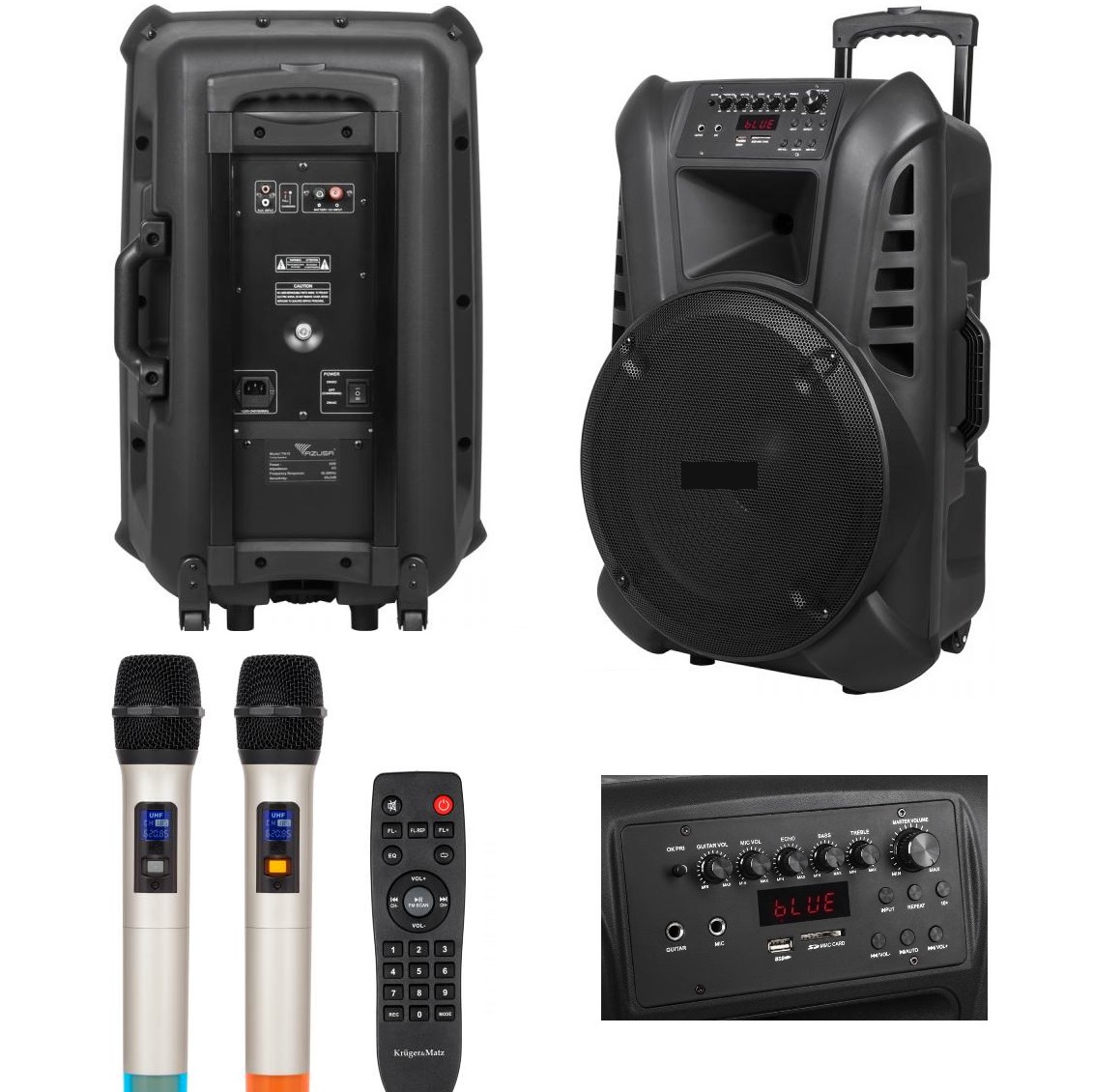 Преносима тонколона с усилвател и акумулатор 15" FM/SD/BLUETHOOT/USB KRUGER MATZ
